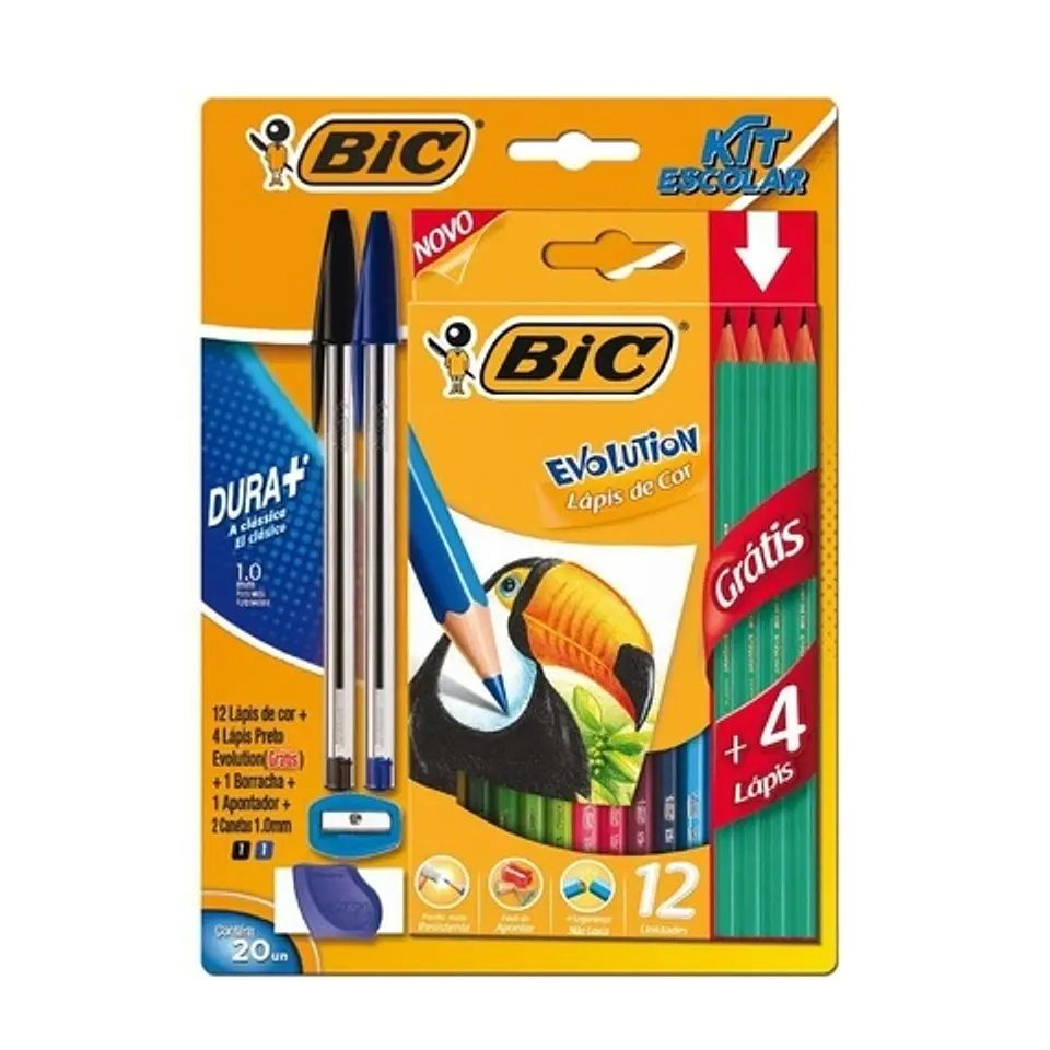 Kit Escolar Bic Evolution + Boligrafos + Goma Y Sacapuntas 1