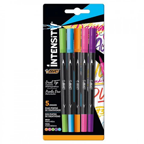 Marcador Bic Intensity Doble Punta Blister X5 Colores