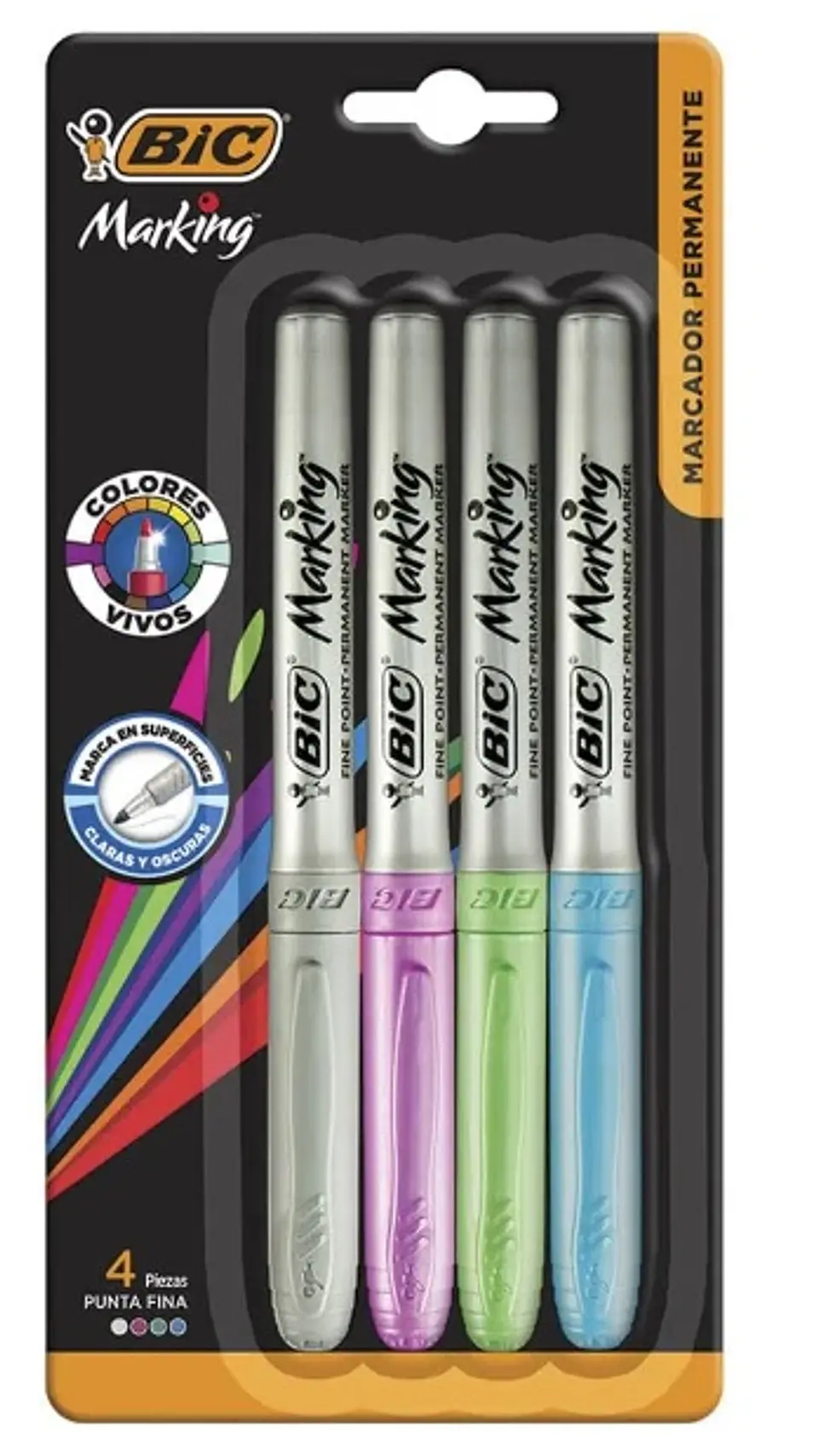 Marcador Bic Marking Permanente Bl X4u. Surtidos Metalicos 1
