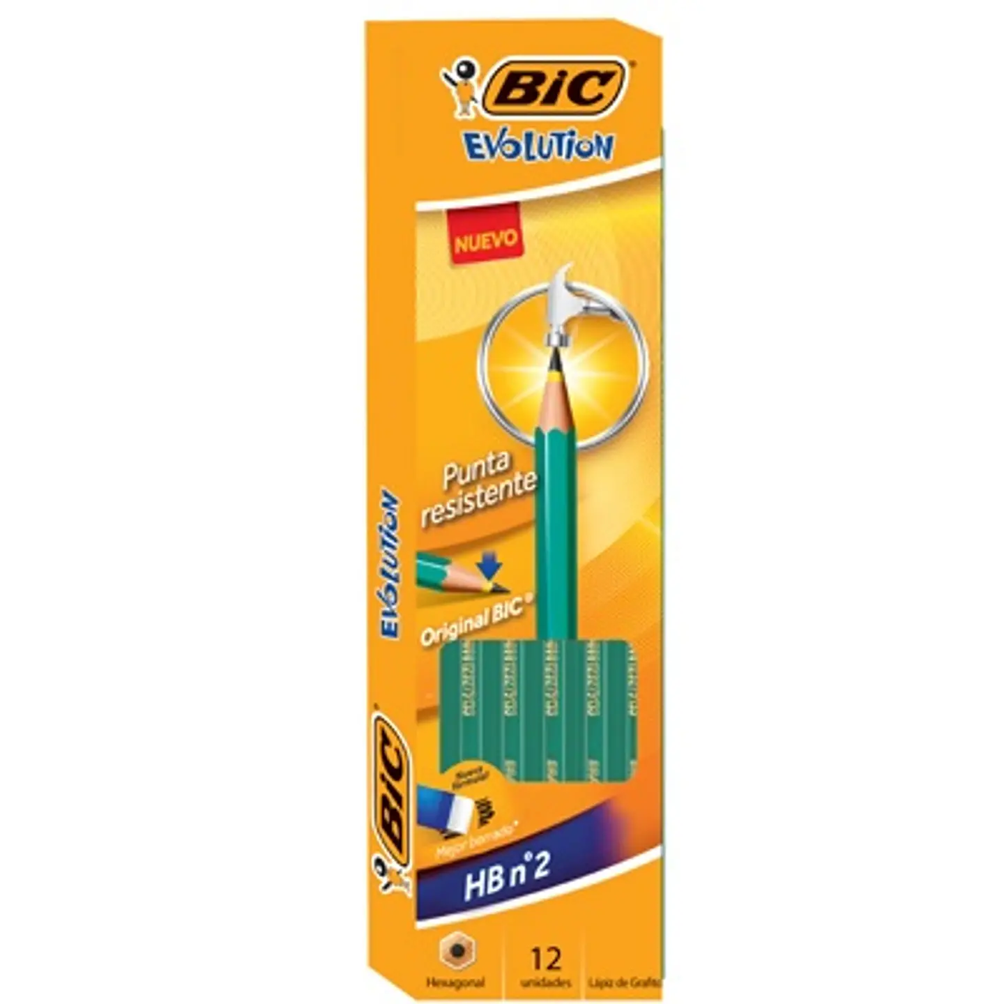 Lápiz Grafito Bic Evolution Con Goma Nº2 Hb X12u. 1