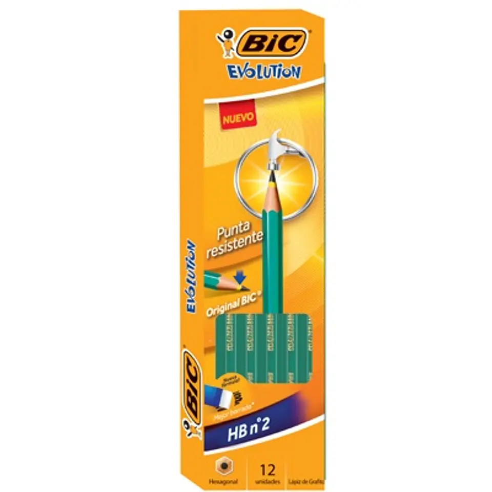 Lápiz Grafito Bic Evolution Con Goma Nº2 Hb X12u. 1