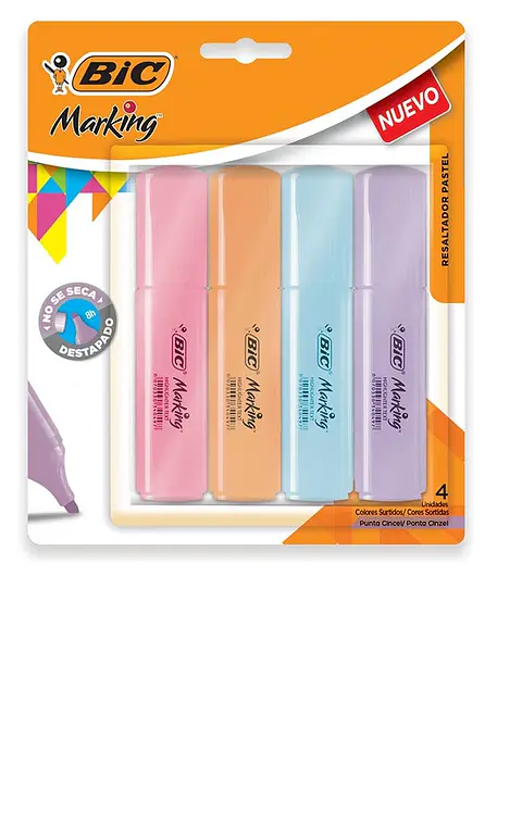 Resaltador Bic Marking Pastel Surtido Bl X4u