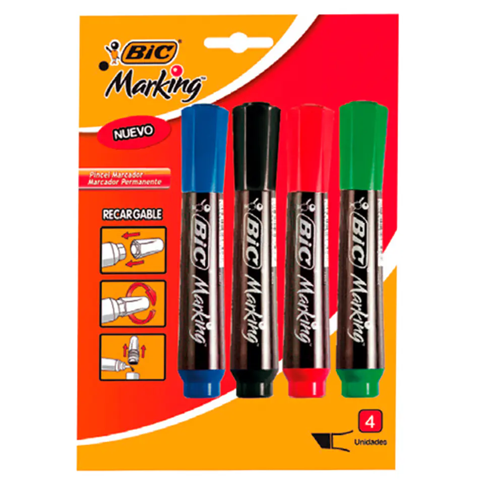 Marcador Bic Permanente A/n/r/v X4u. 1