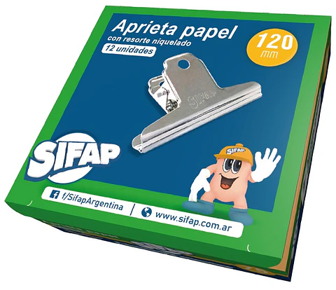 Aprieta Papel Sifap Con Resorte Niquel 120