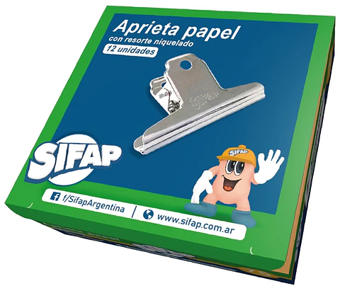 Aprieta Papel Sifap Con Resorte Niquel 145