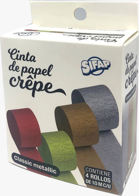 Cinta De Papel Crepe Sifap Clasics Metalica X4u.
