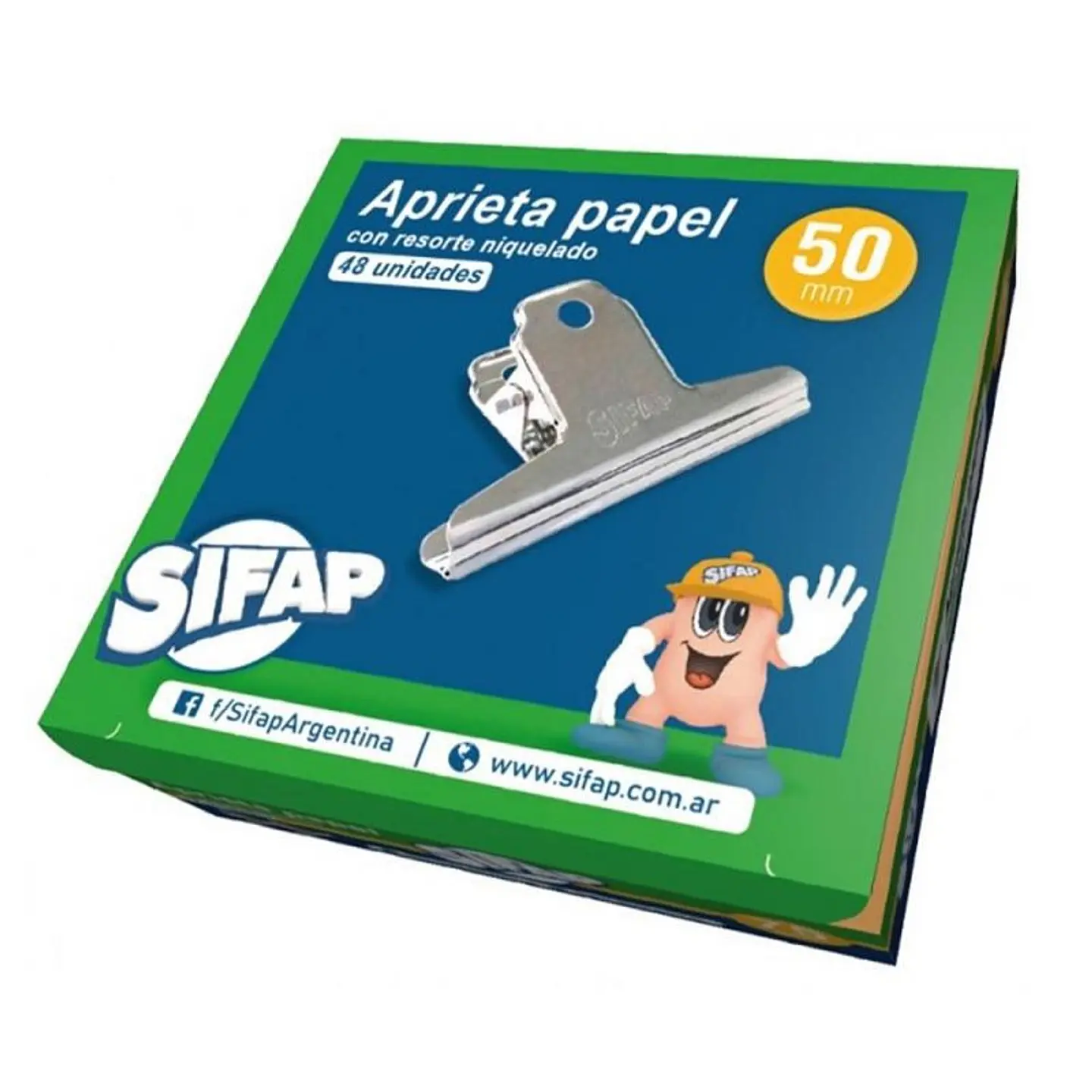 Aprieta Papel Sifap Con Resorte Niquel 50 1