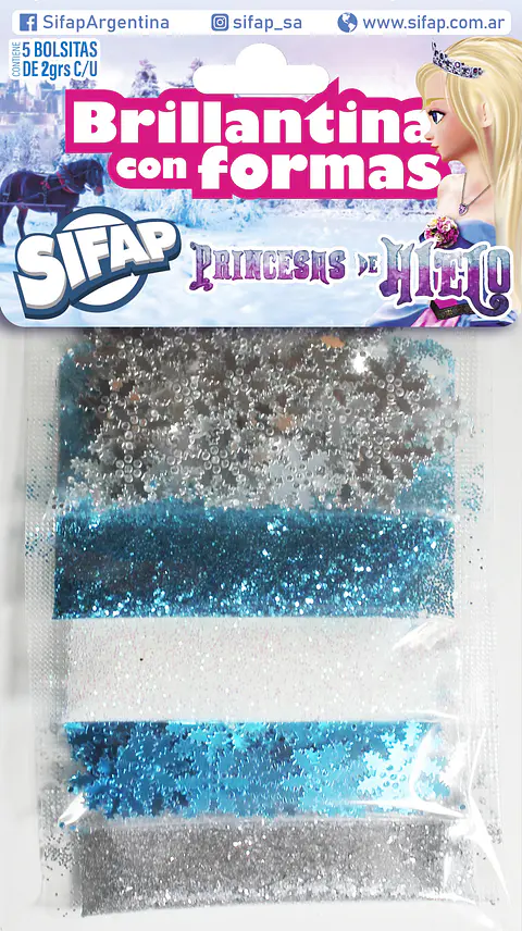 Brillantina Sifap Con Forma En Blister X 5u. (princesa De Hielo)