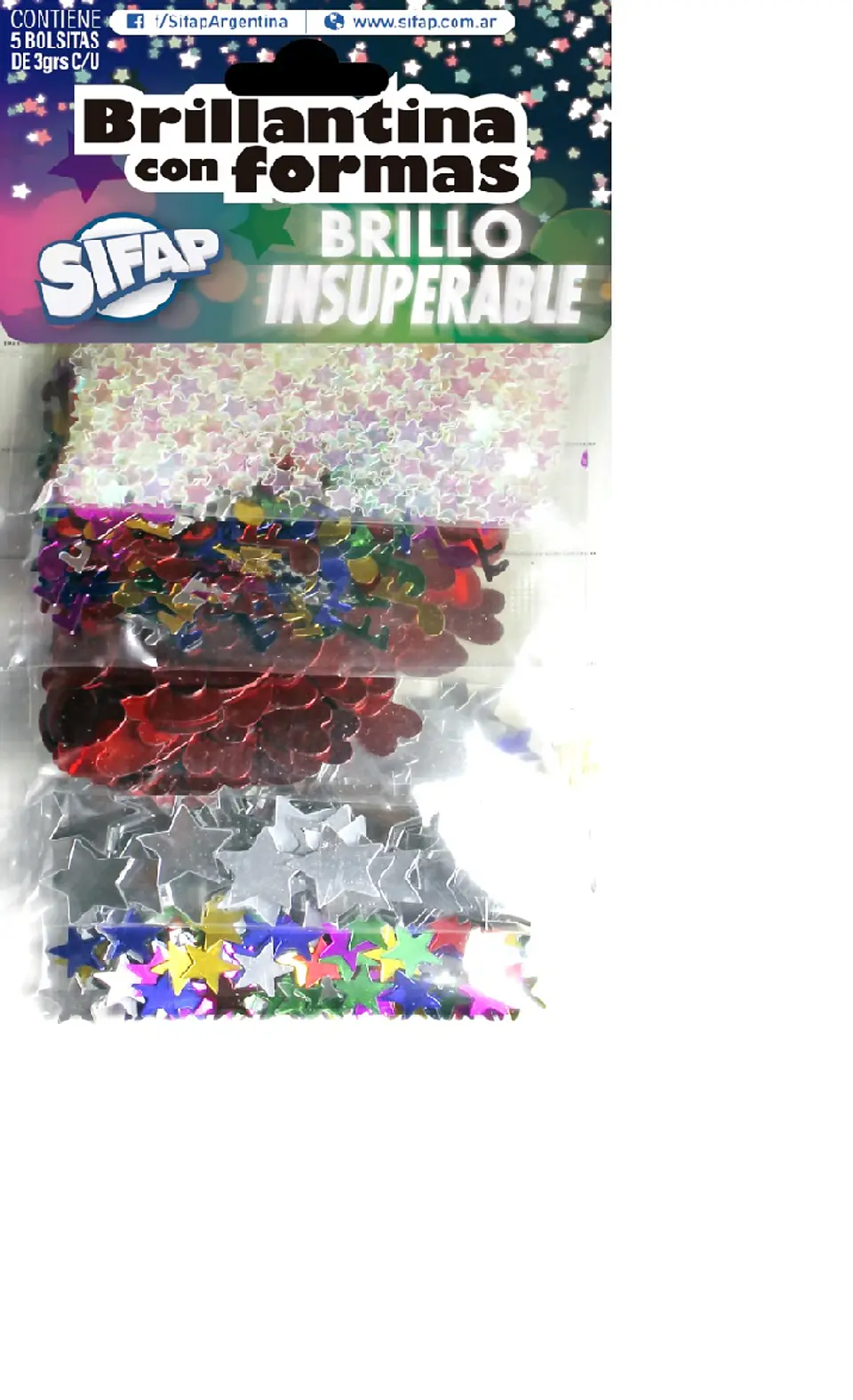 Brillantina Sifap Con Formas Brillo X5u. (insuperable) 1