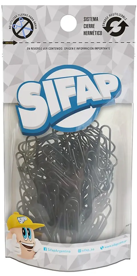 Clips Sifap Forrado Black & Wahite Nº3 Doypack X 100u.