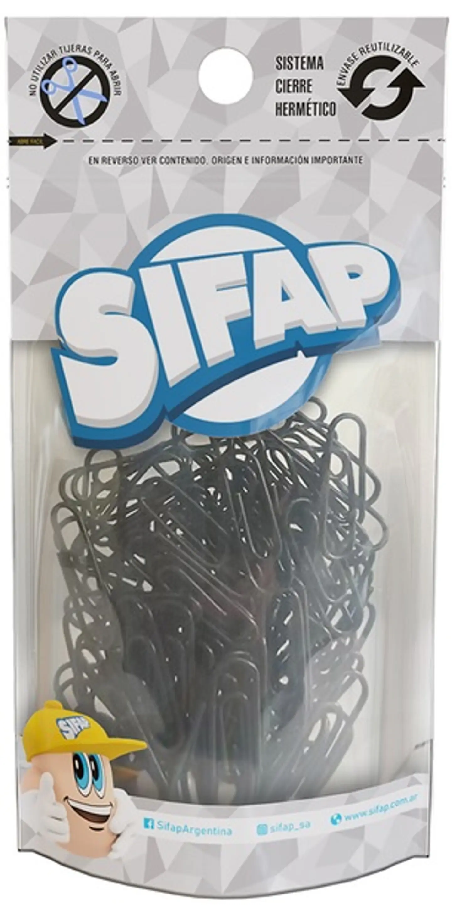 Clips Sifap Forrado Black & Wahite Nº3 Doypack X 100u. 1