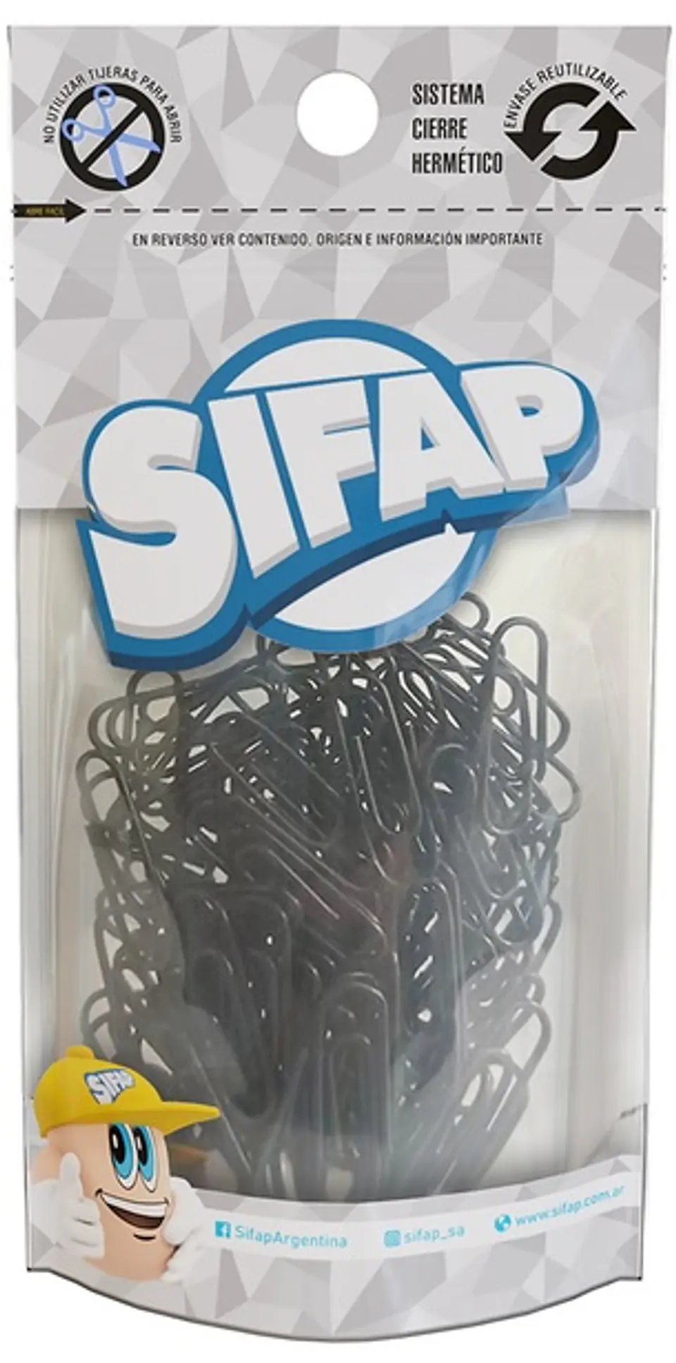 Clips Sifap Forrado Black & Wahite Nº3 Doypack X 100u. 1