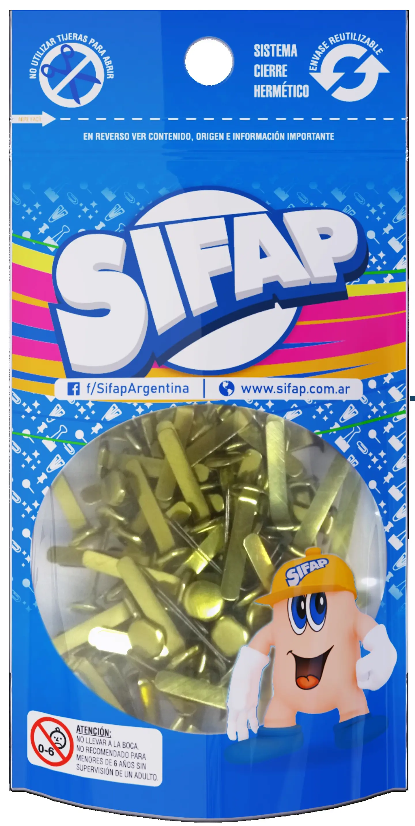 Broche Sifap Dorado Mariposa Nº4 Doypack X 100u. 1