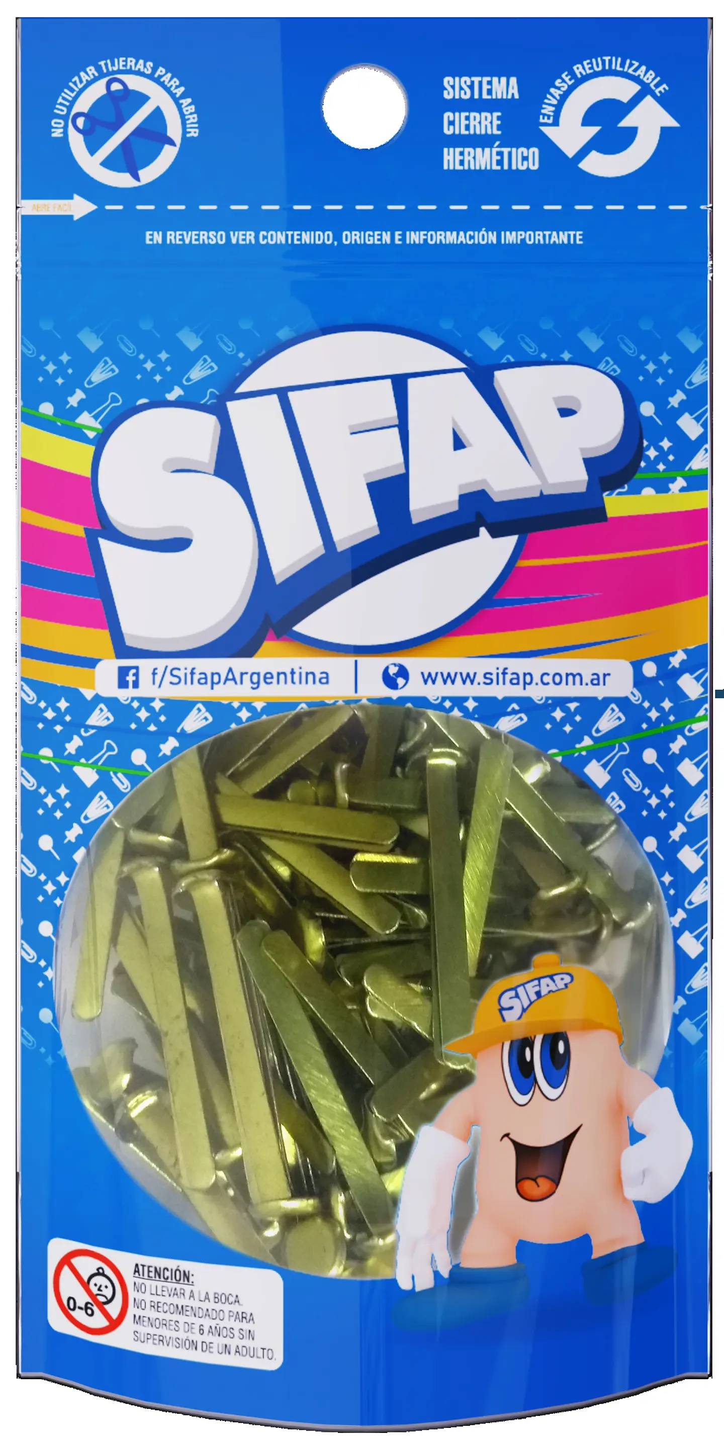 Broche Sifap Dorado Mariposa Nº6 Doypack X 100u. 1