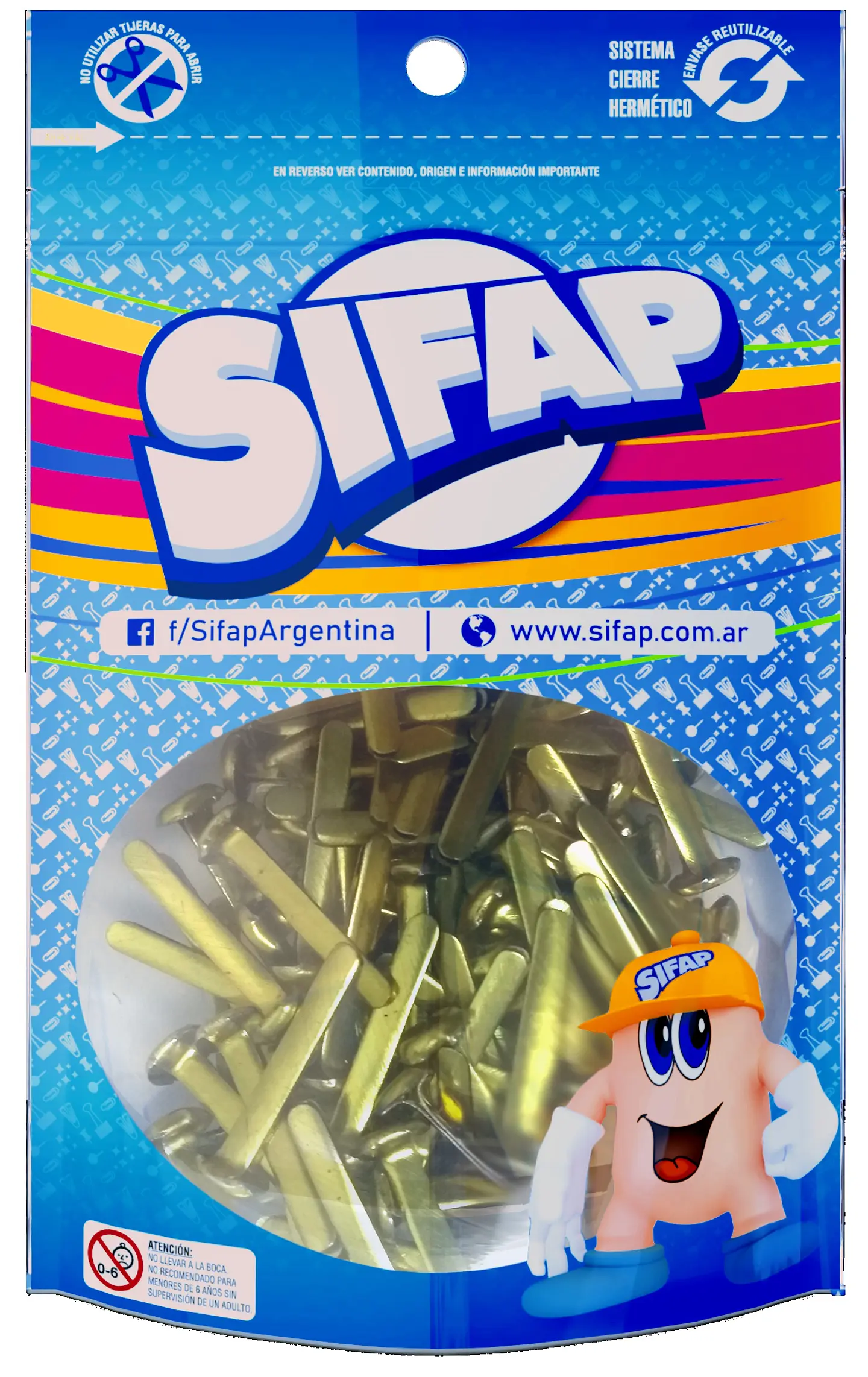 Broche Sifap Dorado Mariposa Nº7 Doypack X 100u. 1