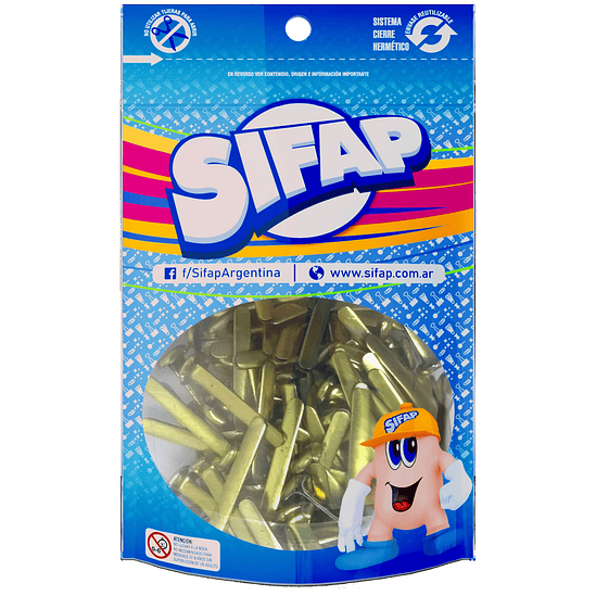 Broche Sifap Dorado Mariposa Nº8 Doypack X 100u. 1