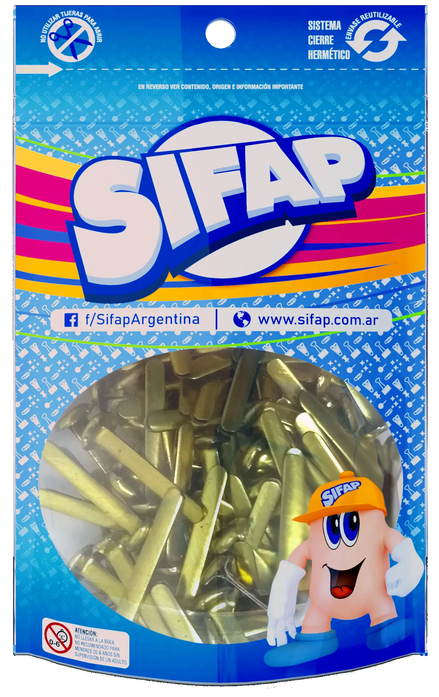 Broche Sifap Dorado Mariposa Nº8 Doypack X 100u. 1