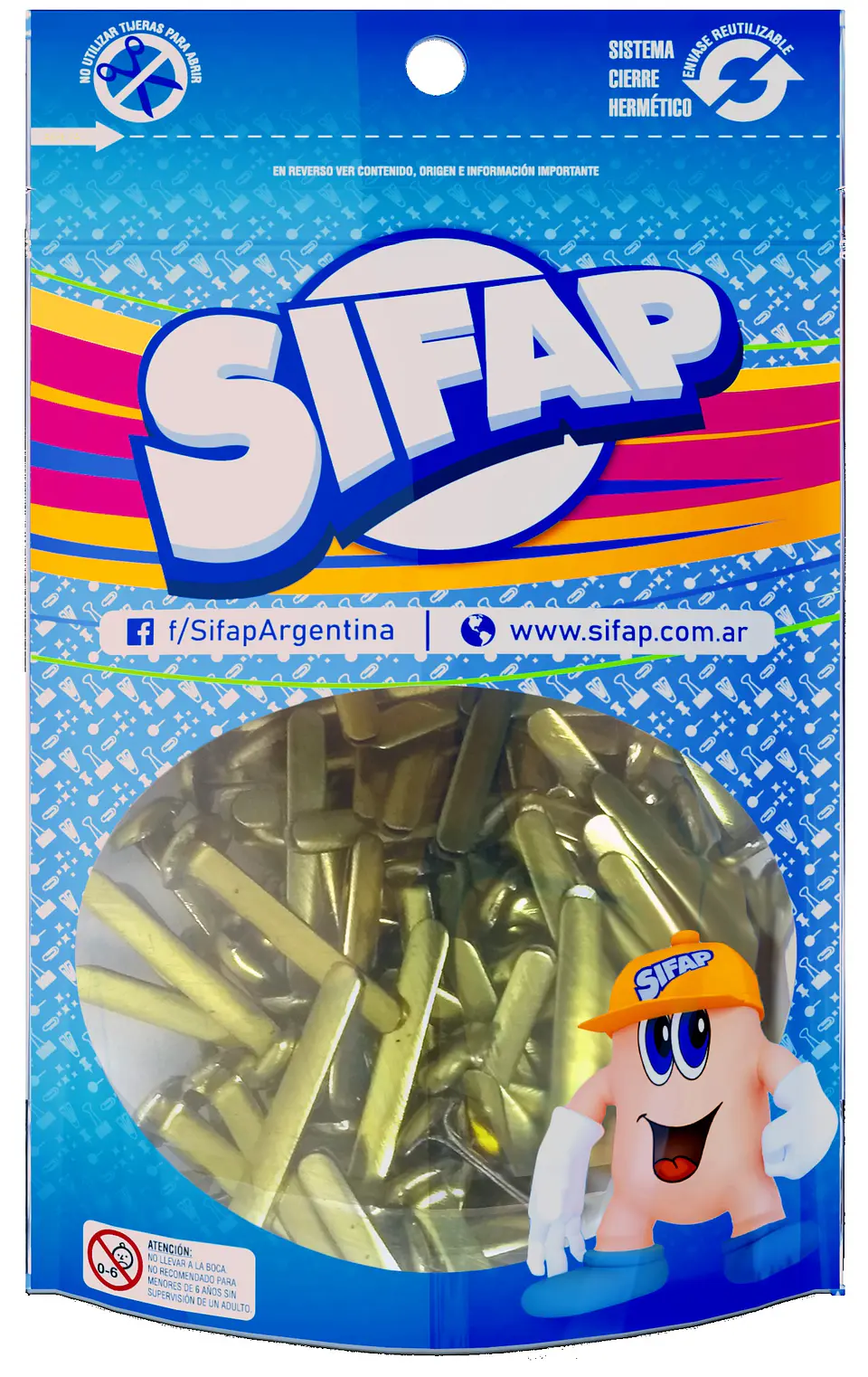Broche Sifap Dorado Mariposa Nº8 Doypack X 100u. 1