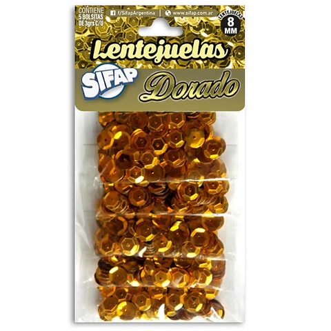 Lentejuelas Sifap Colores Brillantes Blister X 5 Bolsas De 3grs.
