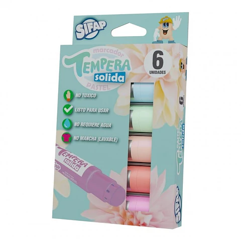 Tempera Sifap Solida X6 Colores Pastel