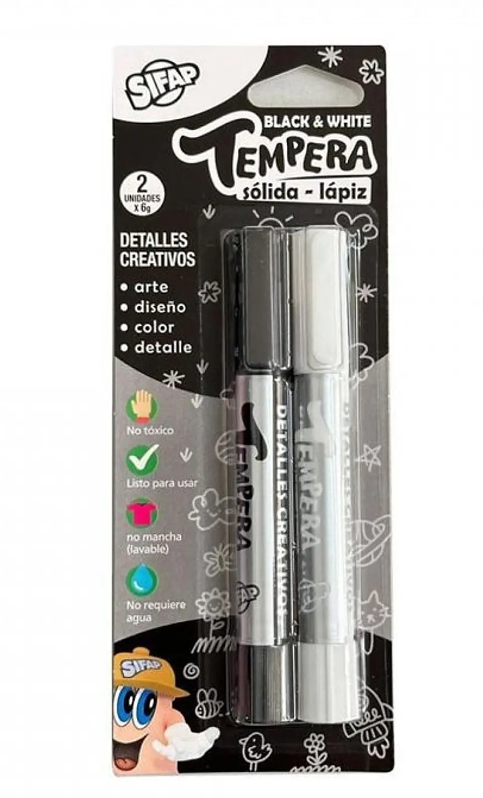 Tempera Sifap Solida-lapiz Black & White X2u. 1