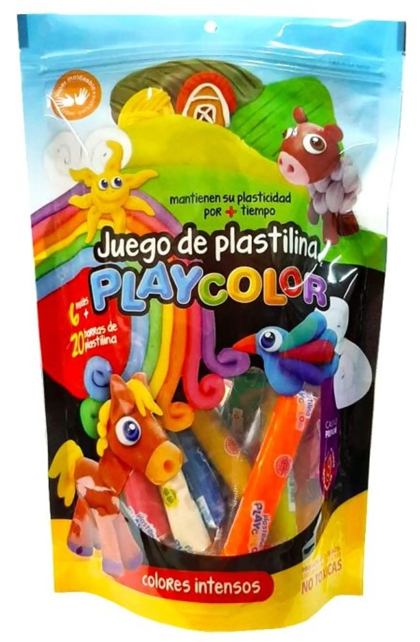 Bolsa Playcolor De Plastilina X20 + 6 Moldes Con Intensos 1