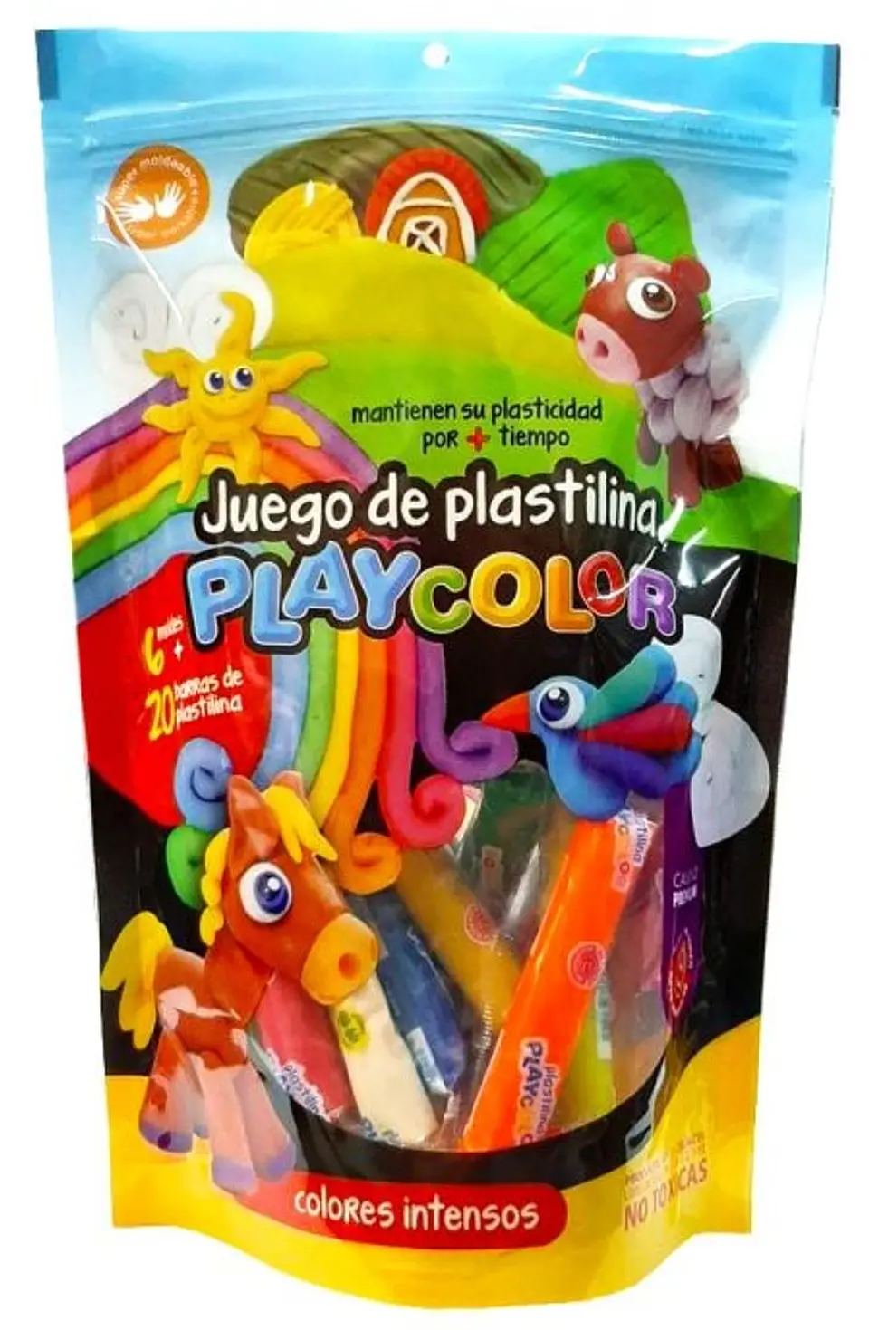 Bolsa Playcolor De Plastilina X20 + 6 Moldes Con Intensos 1