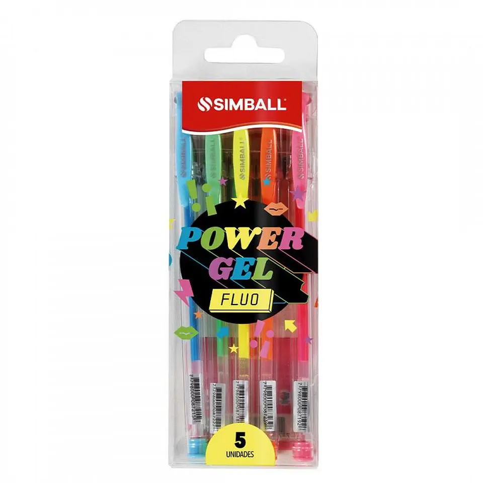 Boligrafo Simball Power Gel Fluo X 5u. V/colores 1