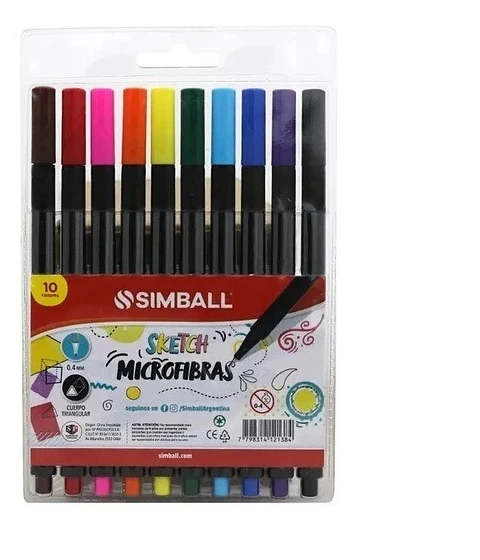 Microfibra Simball Micro 0.4mm Sketch V/colores X10u.