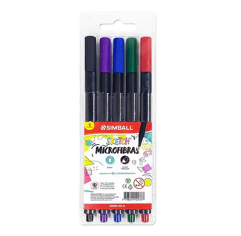 Microfibra Simball Sketch Blister X 5 Colores Basicos