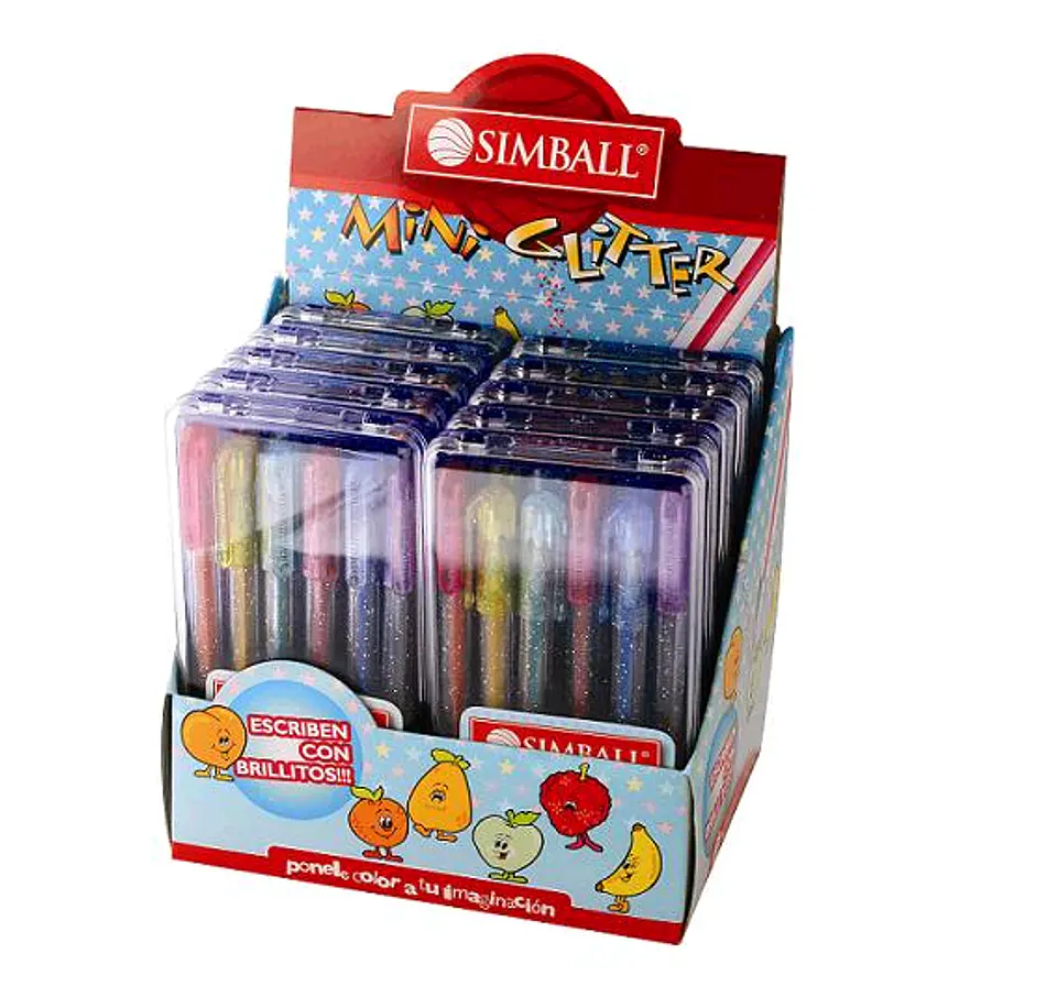 Boligrafo Simball Glitter Mini Gel Estuche X 6u. 1