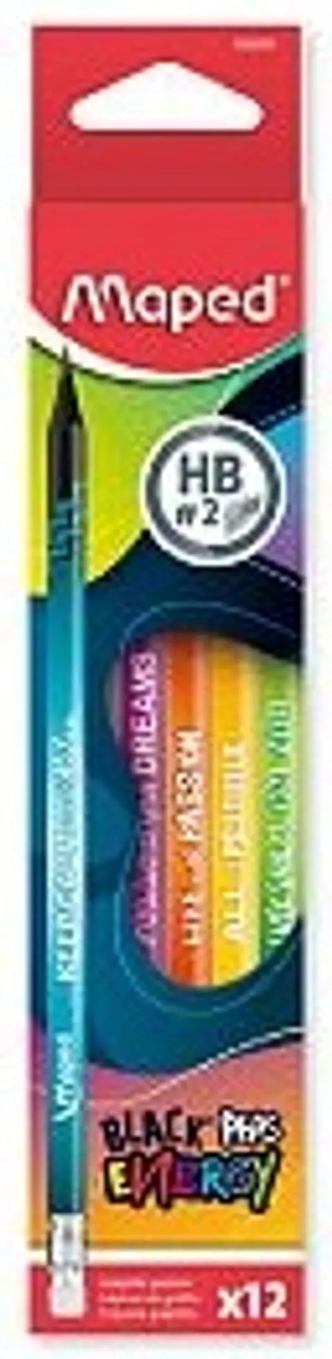 Lapiz Grafito Maped Black Peps Energy C/goma X12
