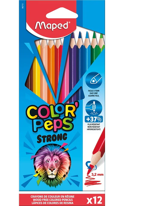 Lapiz Color Maped Peps X12u. Largos Strong