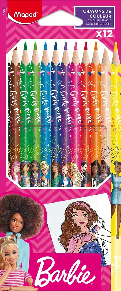 Lapices De Color Barbie Maped X12u
