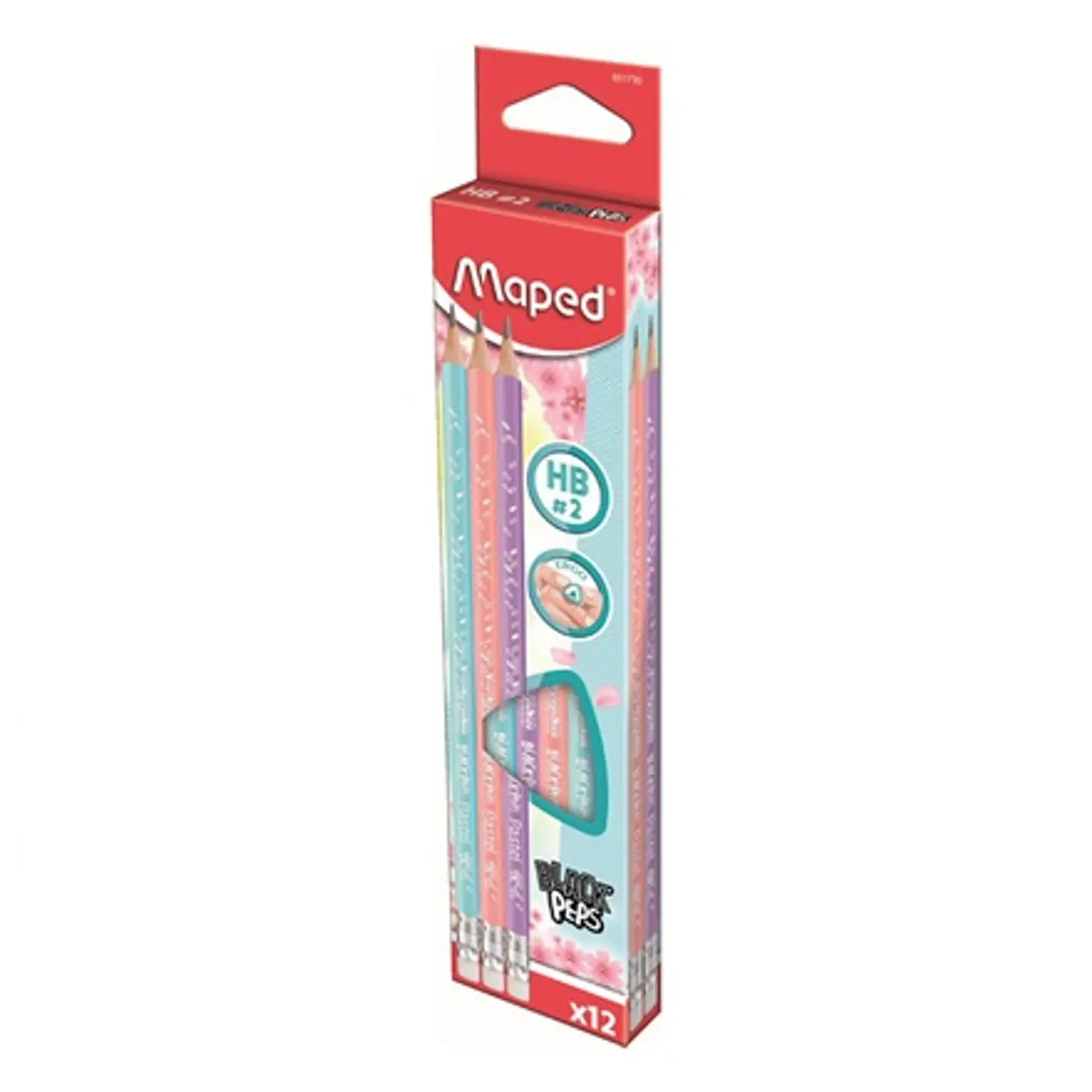 Lapiz Grafito Maped Black Peps Pastel Hb X 12 Con Goma 1