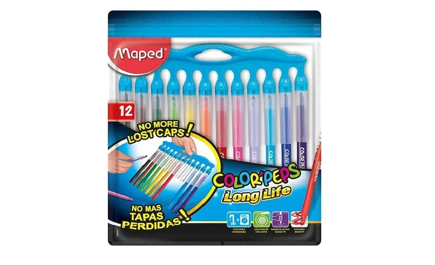 Marcador Escolar Maped Long Life Innovation X12u. Funda 1