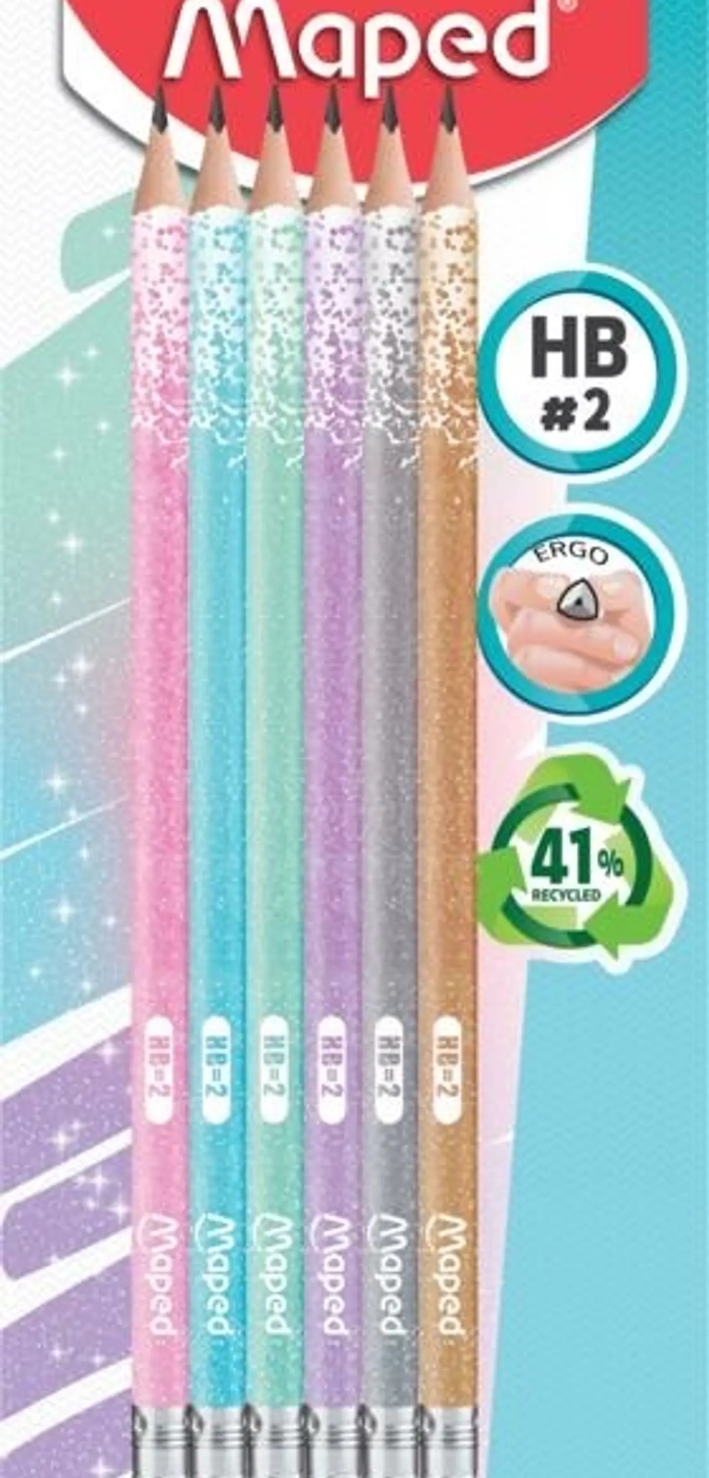 Lapiz Maped Grafito Glitter C/goma Blister X6 1