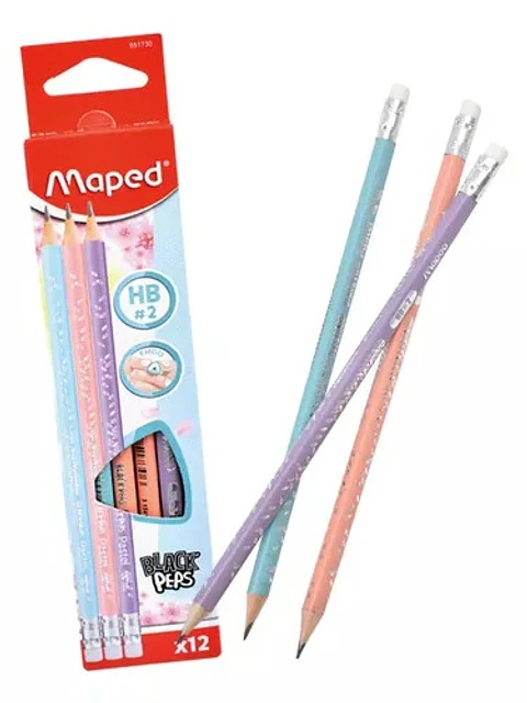 Lapiz Maped Grafito Pastel C/goma Blister X3u