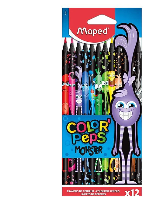 Lapiz Maped De Color Peps Decorados Monster X12