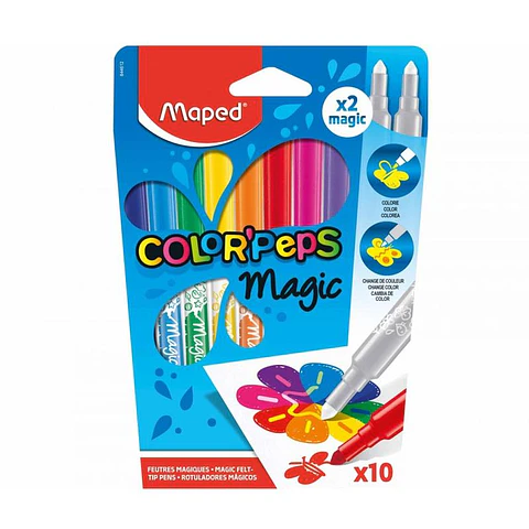 Marcador Escolar Maped Color Peps Magic X10u. (8 Col+2 Reveladores)