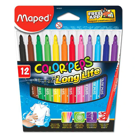 Marcador Escolar Maped Long Life X12u.