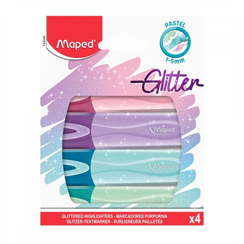 Resaltador Maped Pastel Glitter Blister X4u. V/colores
