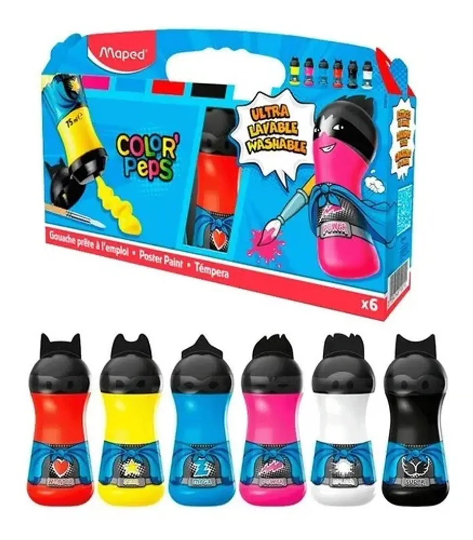 Set De Temperas Maped 3 Fluo + 2 Metalizadas. 1