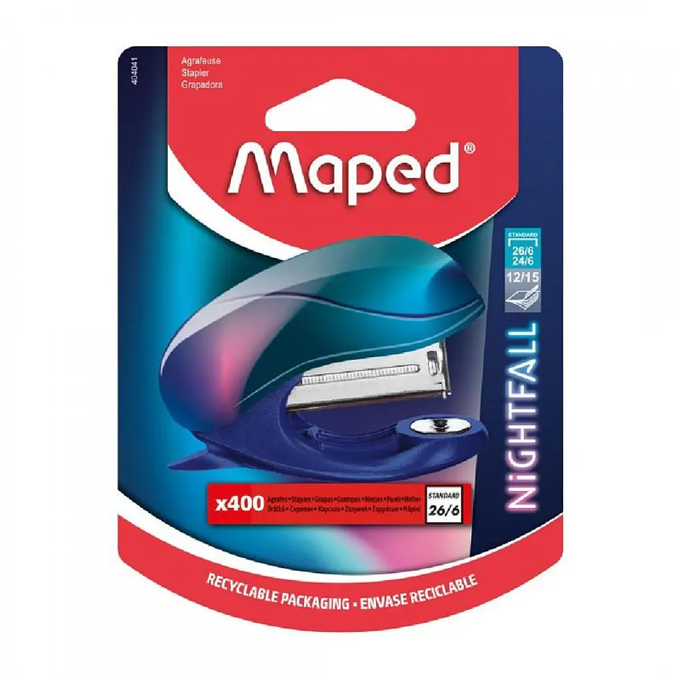 Abrochadora Maped Nightfall Mini 26/6 + Broches 1