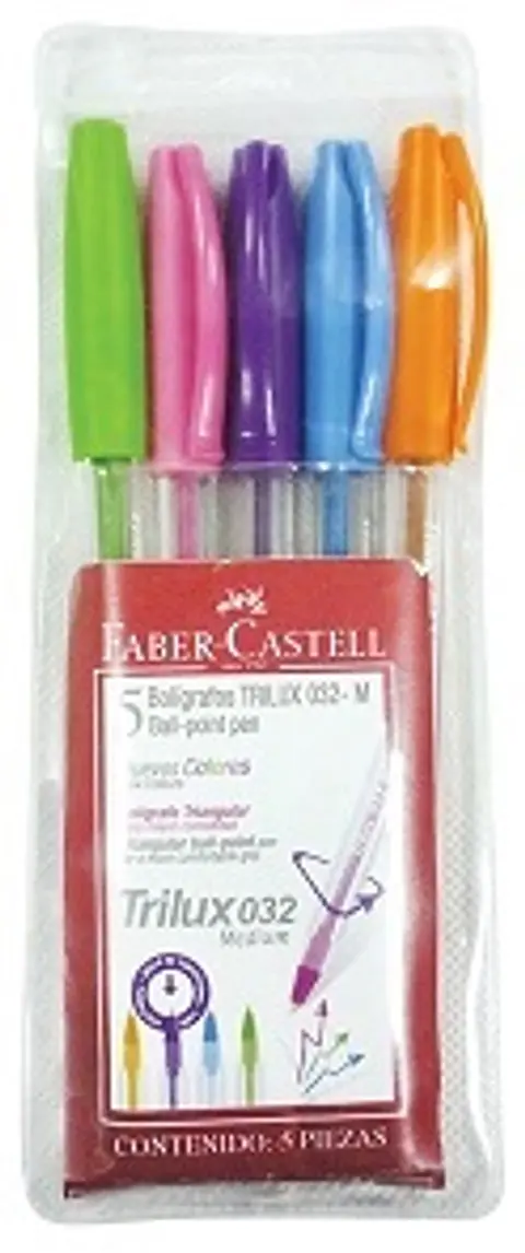 Boligrafo Faber Trilux 032 X 5 U. V/colores Blister