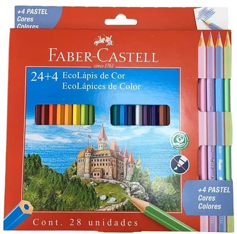 Lapiz Faber Ecolapiz X24 Largos +4 Pastel.