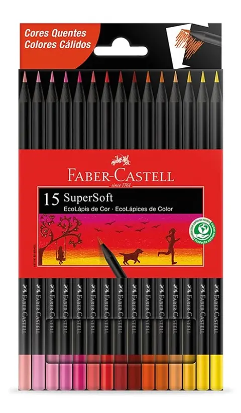 Lápiz Faber Ecolapiz Supersoft X 15u. Colores Cálidos