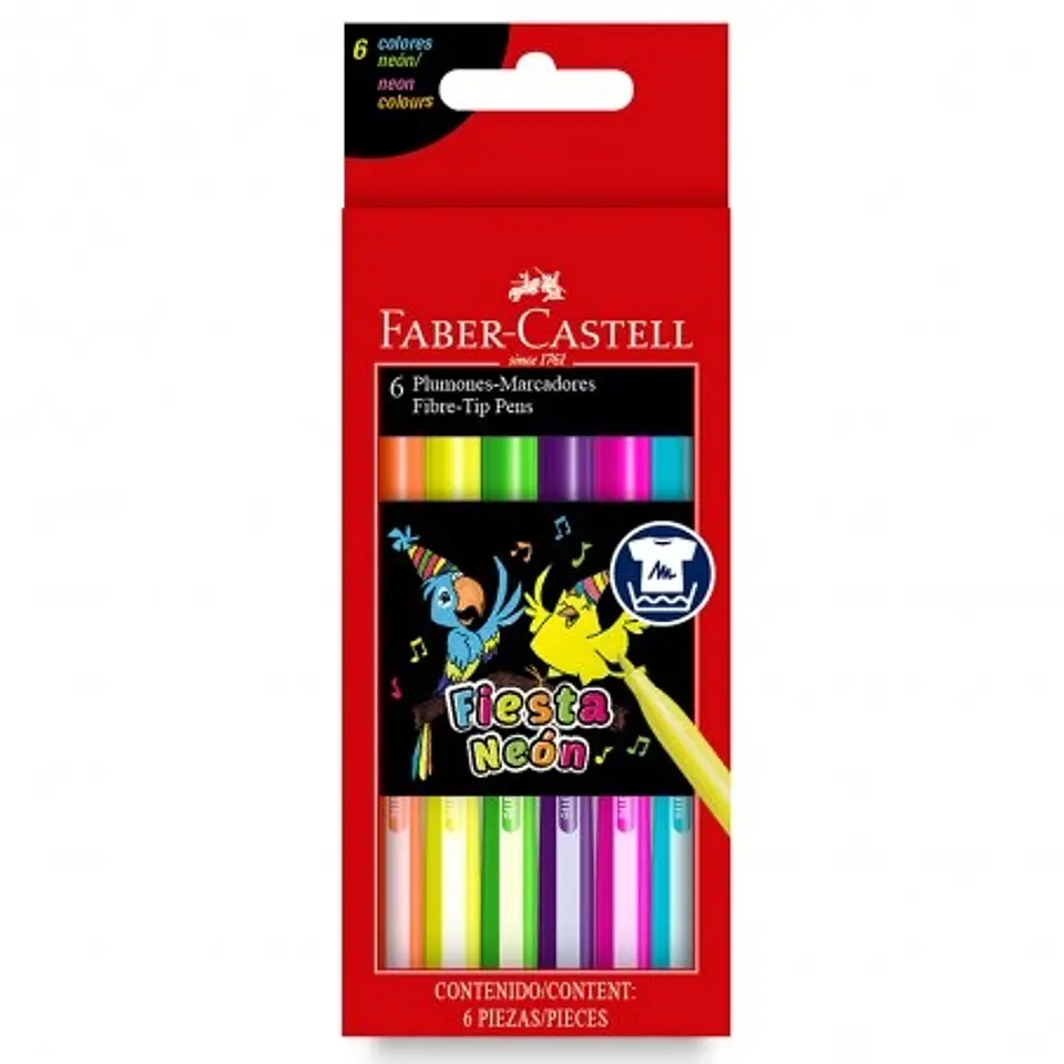 Marcador Escolar Faber Castell Fiesta X6u. Neon 1