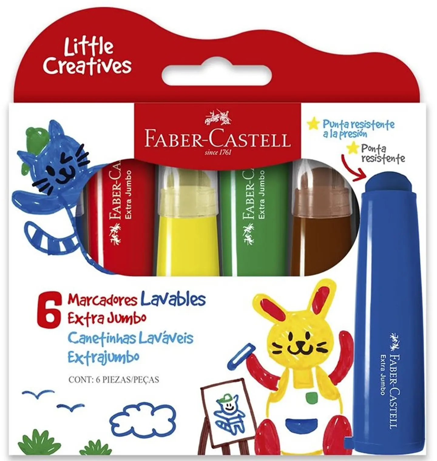 Marcador Lavable Faber Castell Extra Jumbo X6u 1