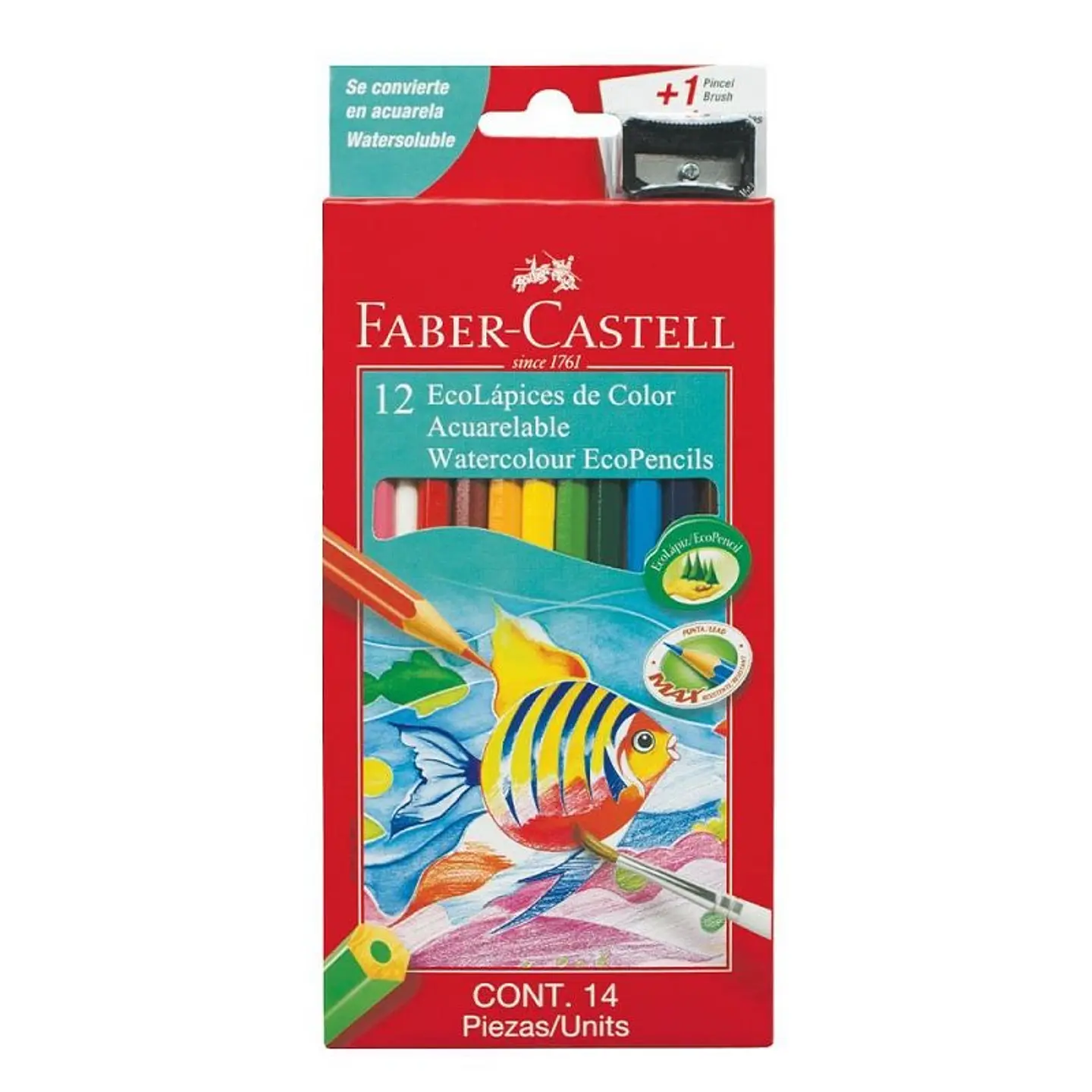 Lapiz Color Faber Castell Acuarelables Ecolapiz X12u. Largo 1